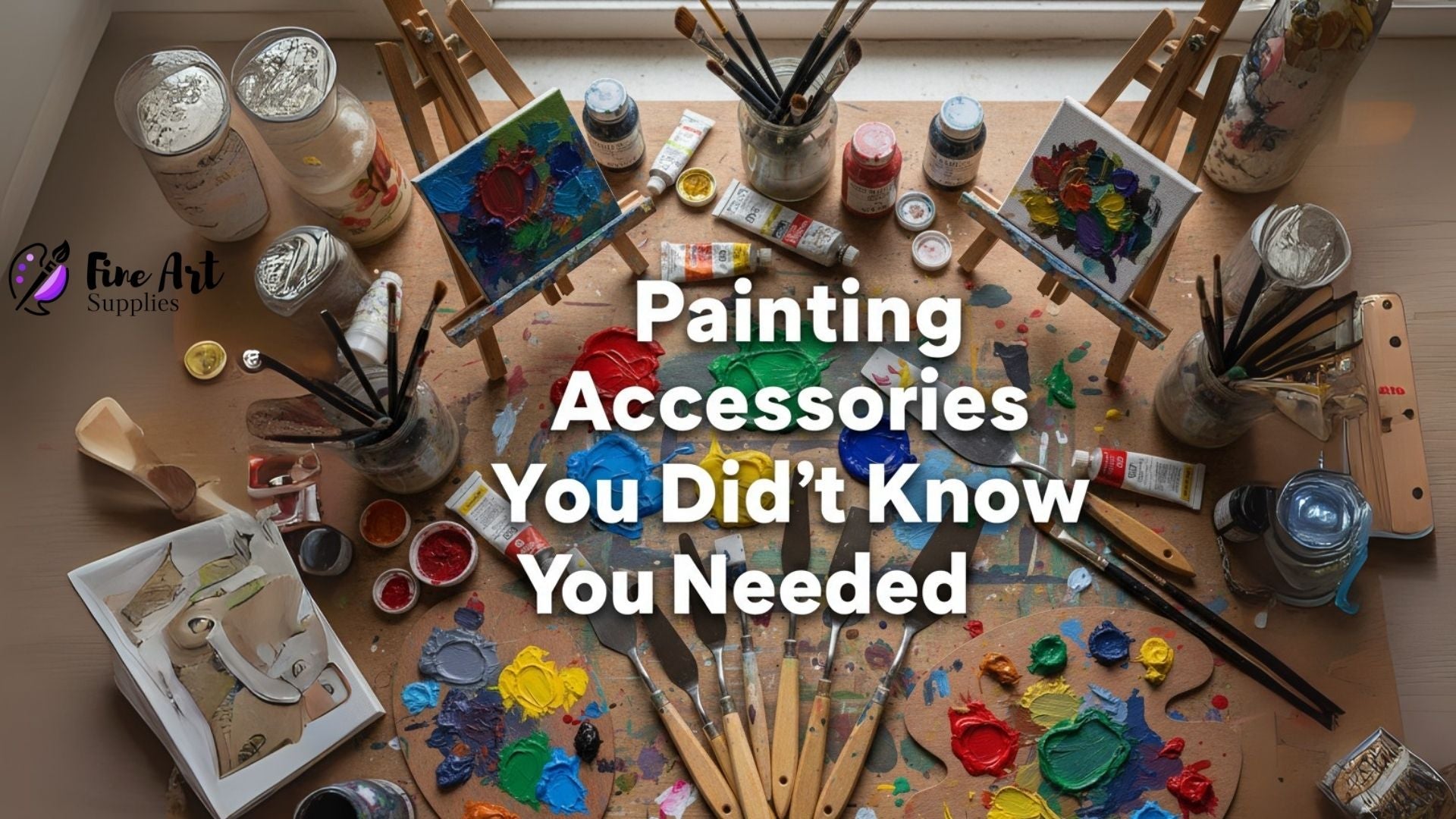 A collection of unique painting accessories, including brushes, palettes, and tools, showcasing innovative art supplies.