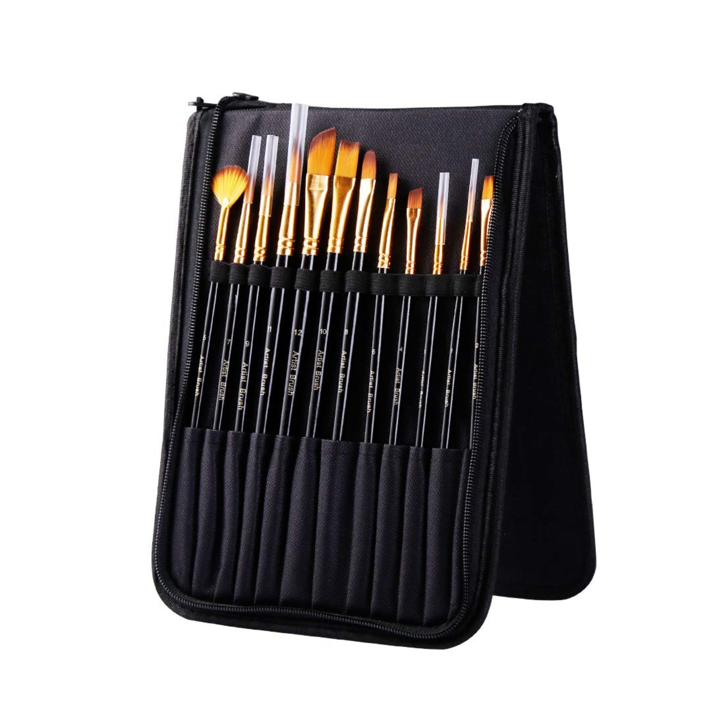 Paint Brush Set Tz-0015 12Pcs + Bag+ Mixing Plate