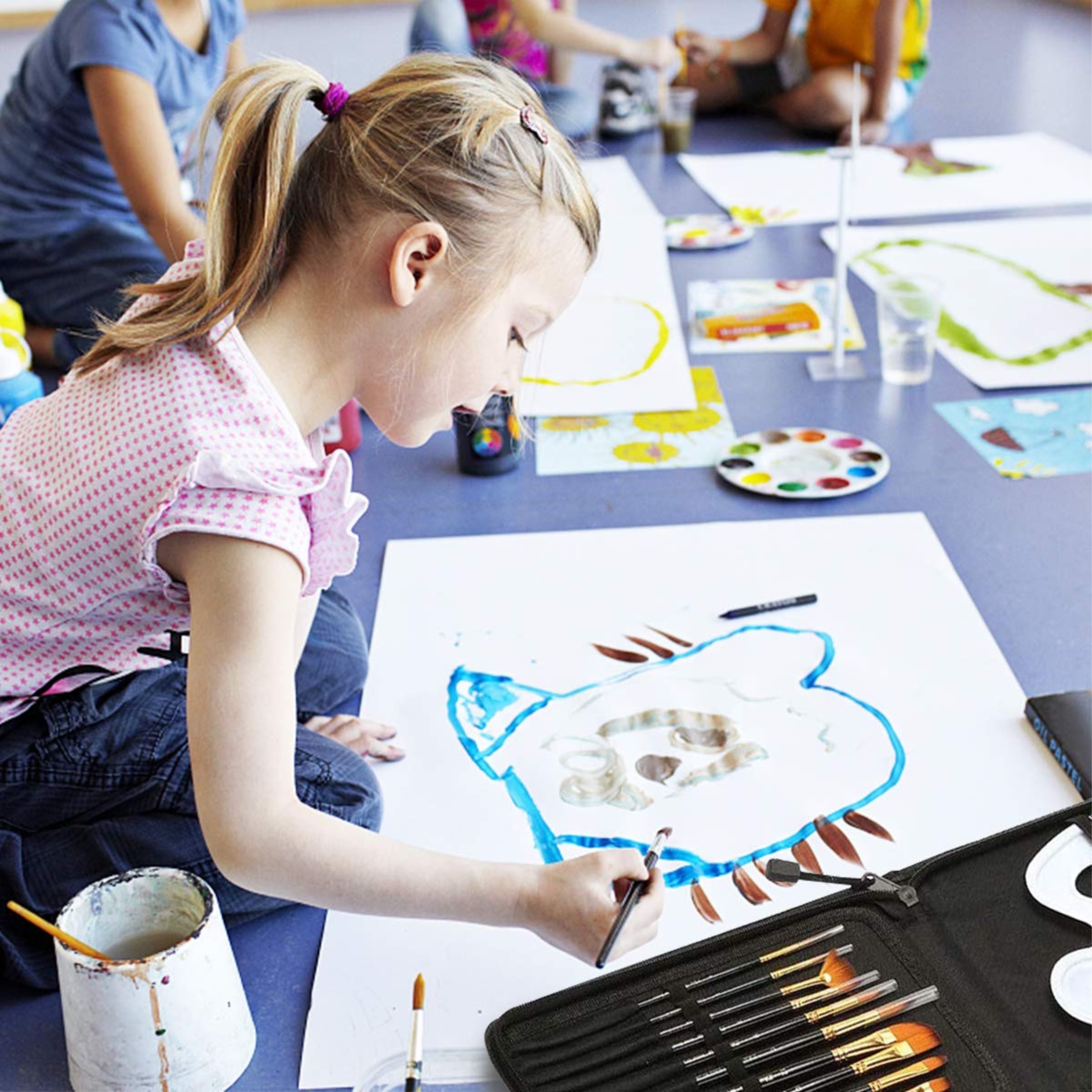 Paint Brush Set Tz-0015 12Pcs + Bag+ Mixing Plate