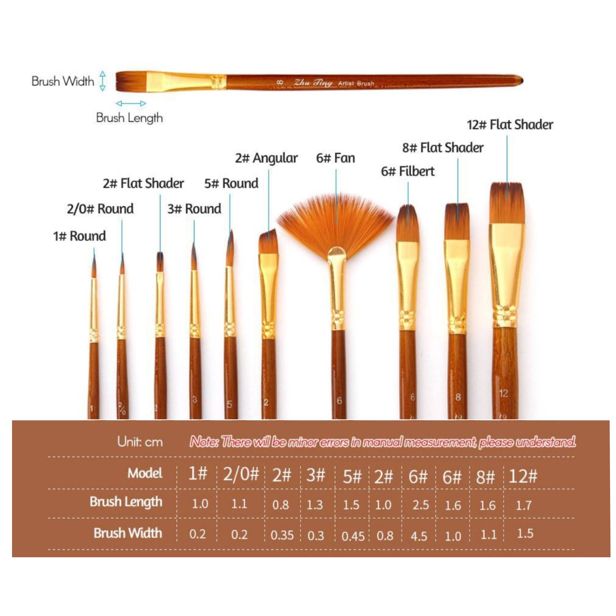 BOYI Paint Brush # 8818-6 (12Pcs) Brown set, designed for both novice and professional artists. This set includes 12 high-quality brushes with durable brown handles, ensuring a comfortable grip and prolonged use. The variety of brush sizes allows for versatile painting techniques, from detailed work to broad strokes. Crafted with premium bristles, these brushes provide smooth and precise paint application. Perfect for use with acrylics, watercolors, and oils, the BOYI Paint Brush set is an essential additio
