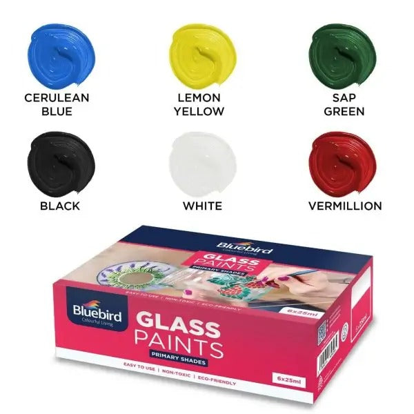 Bluebird Glass Paints 25 ml – Set of 6