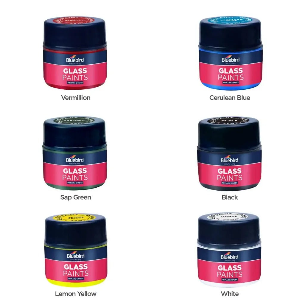 Bluebird Glass Paints 25 ml – Set of 6