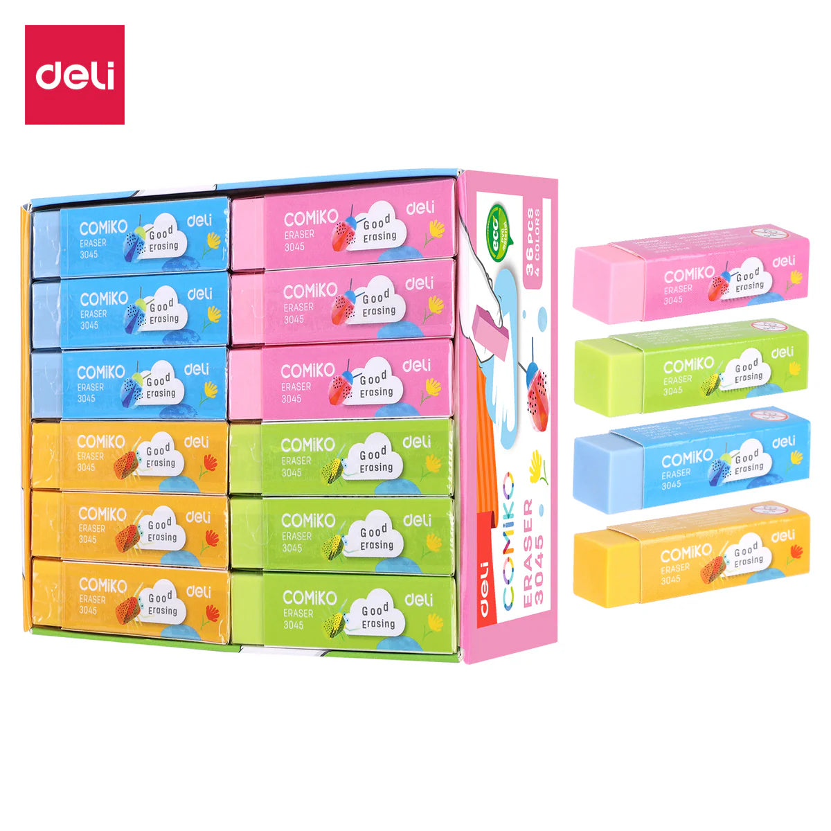 Deli Student Eraser Multi Color E3045 1Pc