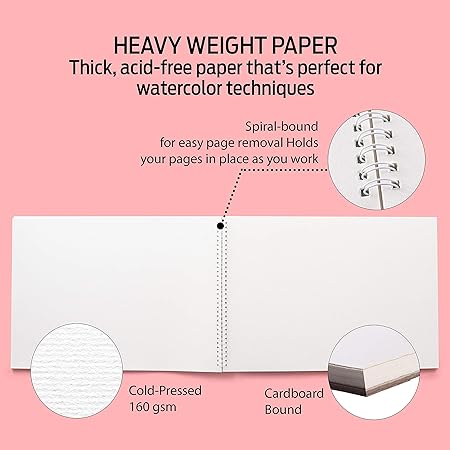 Keep Smiling A5 Watercolor Pad for Artist, 24 Sheets