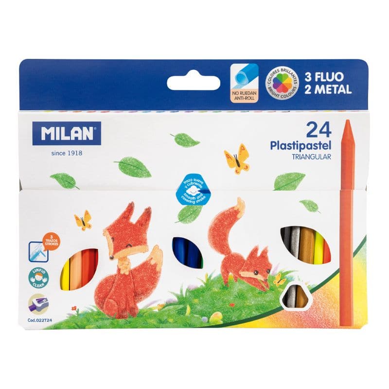 Milan Plasti Pastel Triangular Pencil Crayons Set