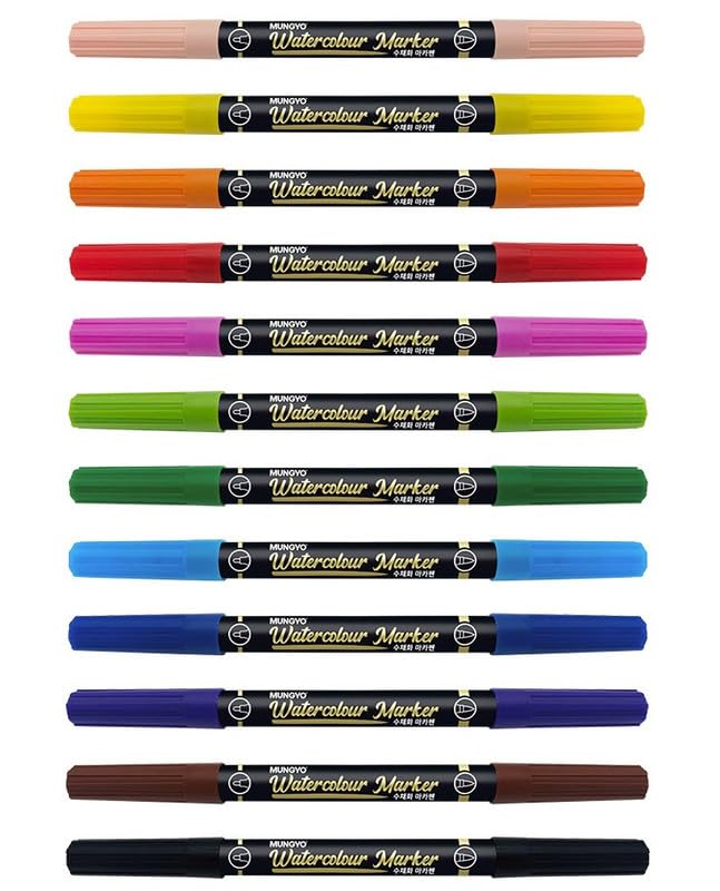 Mungyo Watercolor Twin Tip Pen set of 12 Multicolor Colors