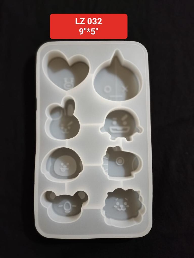 Cartoon Silicone Mold for Resin Handmade Soap and Key Chain 9''*5''