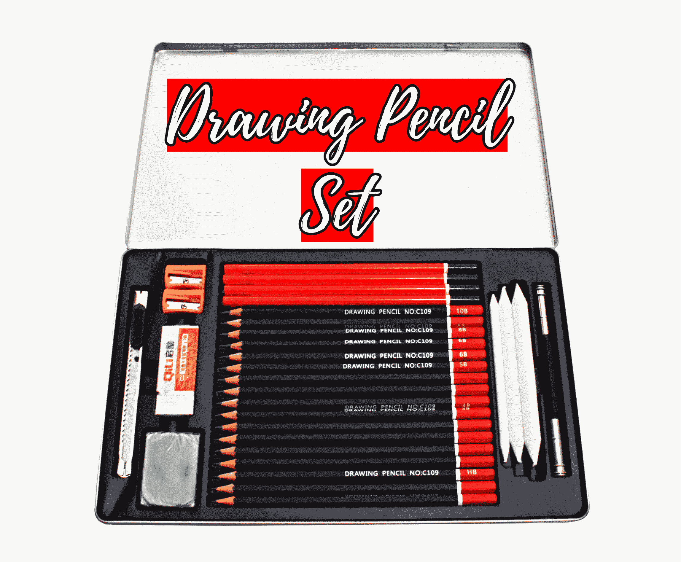 Wooden Colored Drawing Artist Pencil Case Set