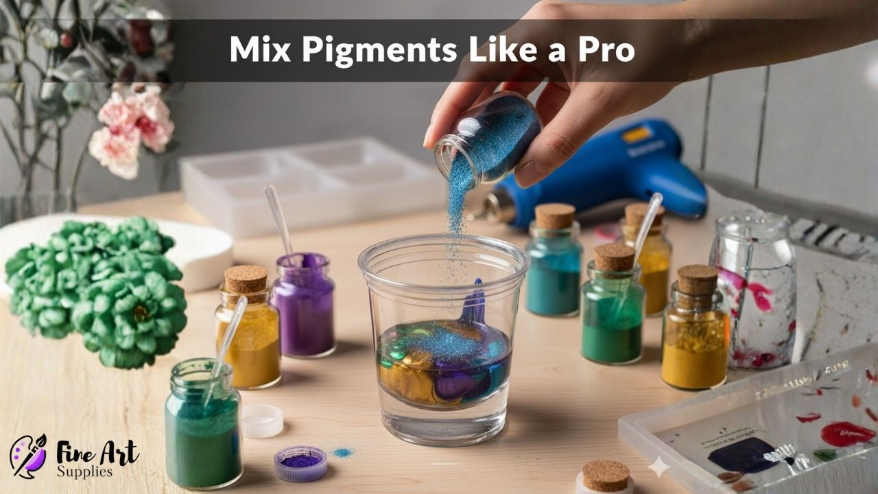 A person expertly mixing various pigments on a palette, showcasing vibrant colors and blending techniques.