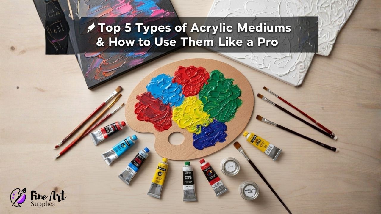  Infographic showcasing the top 5 acrylic mediums with tips for professional use and application techniques.