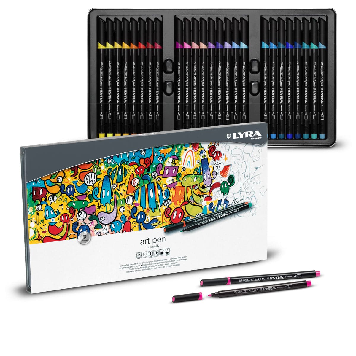 Lyra Hi Quality Art Pen Tin Box Of 50