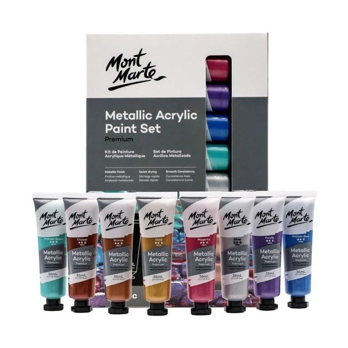 Mont Marte Acrylic Paints 36ml Tubes Set Of 8pcs